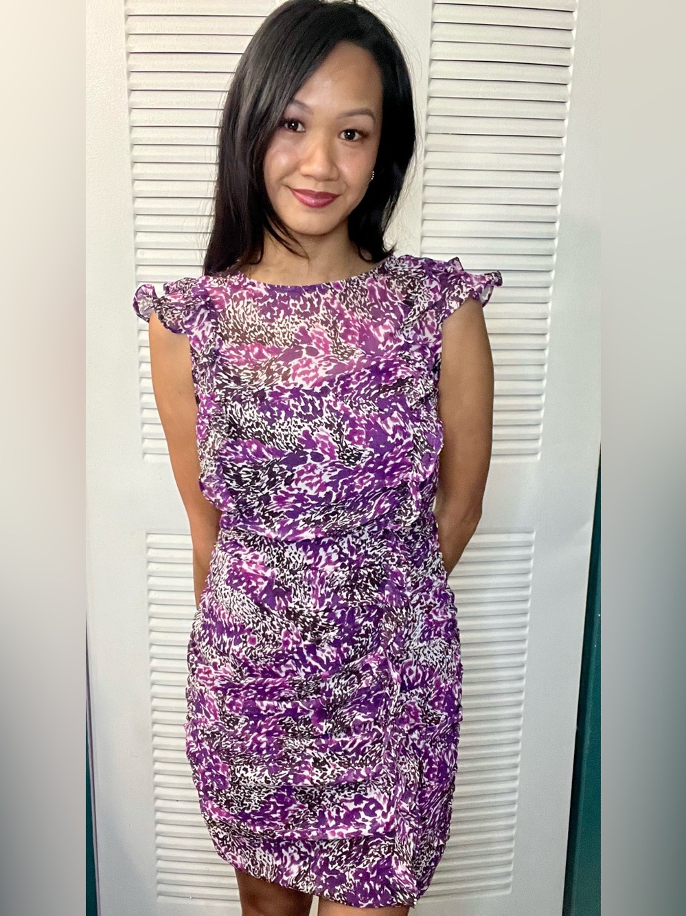 Express Purple Floral Print Mini Dress